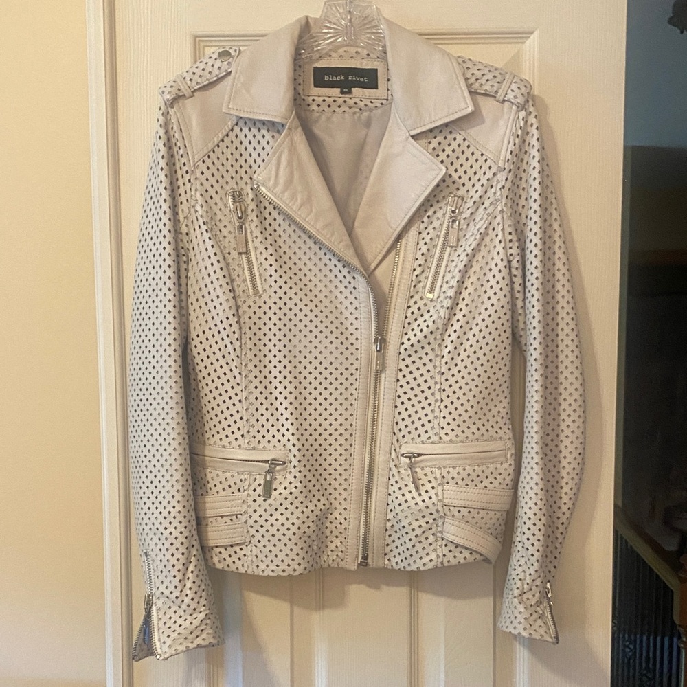 Black Rivet Women's White Perforated Jacket